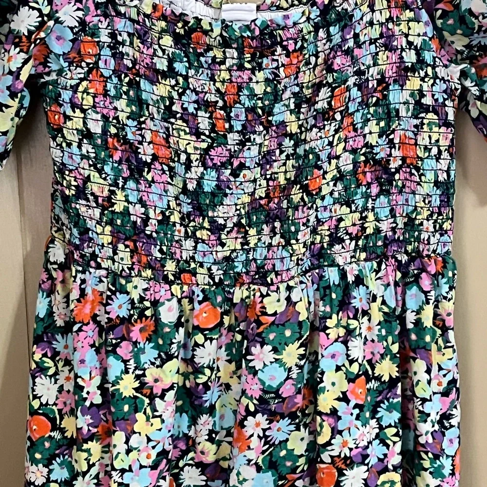 GAP Kids Girl’s Size Large Colorful Floral Puff Sleeve Dress Smocked Summer